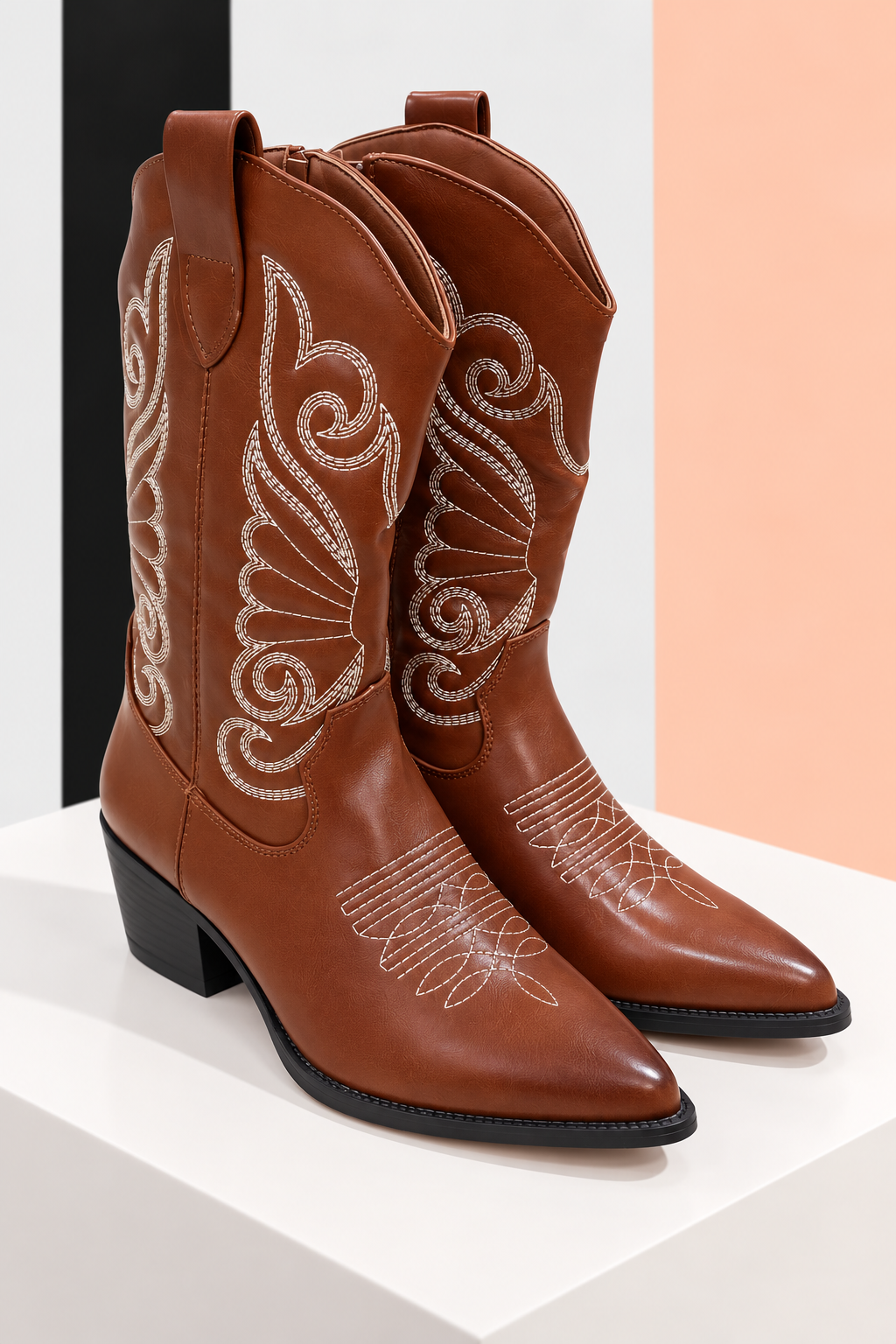 Botas Texanas con Bordados Blancos
