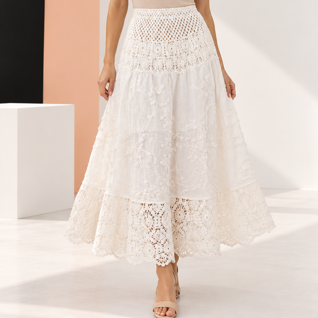 Falda Larga Étnica de Crochet