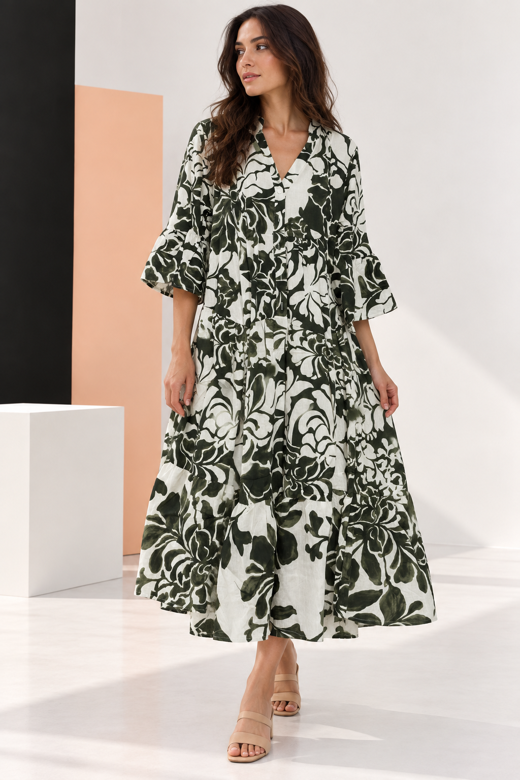 Vestido Largo Estampado Botánico