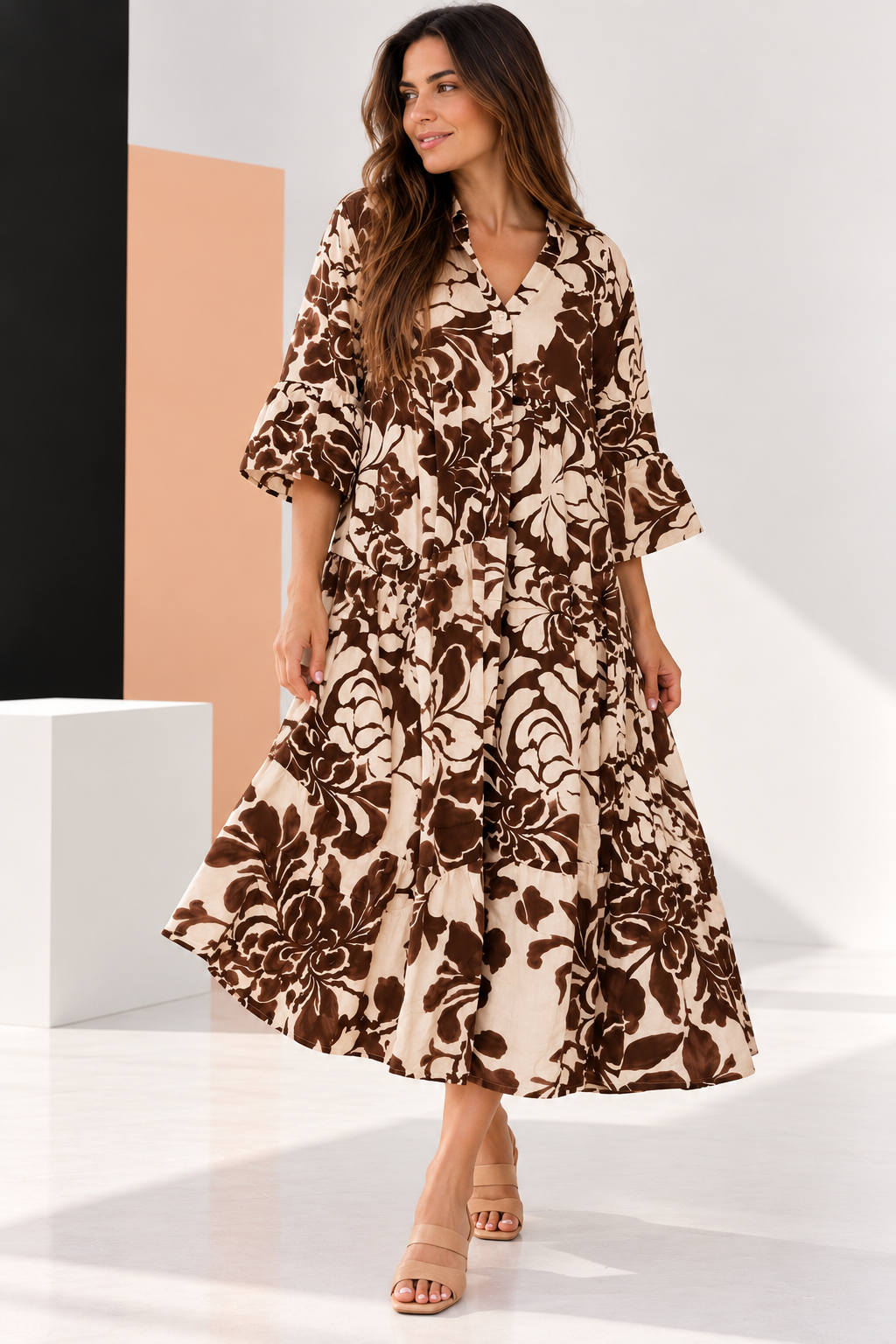 Vestido Largo Estampado Botánico