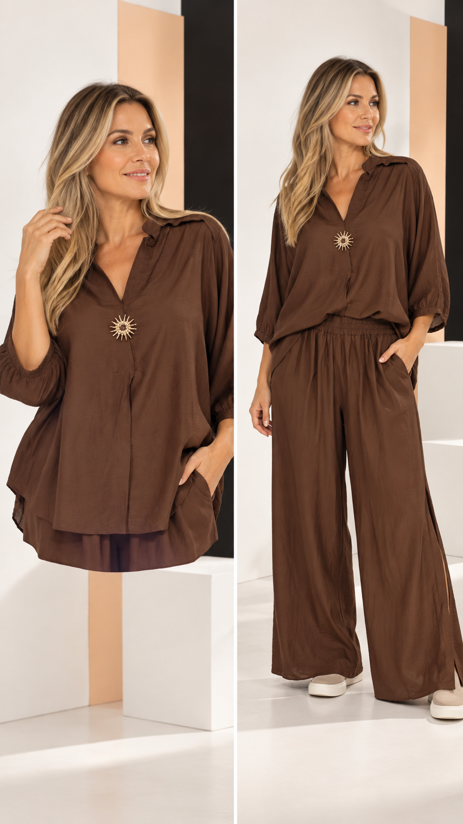 Conjunto de Túnica y Pantalón Wide Leg