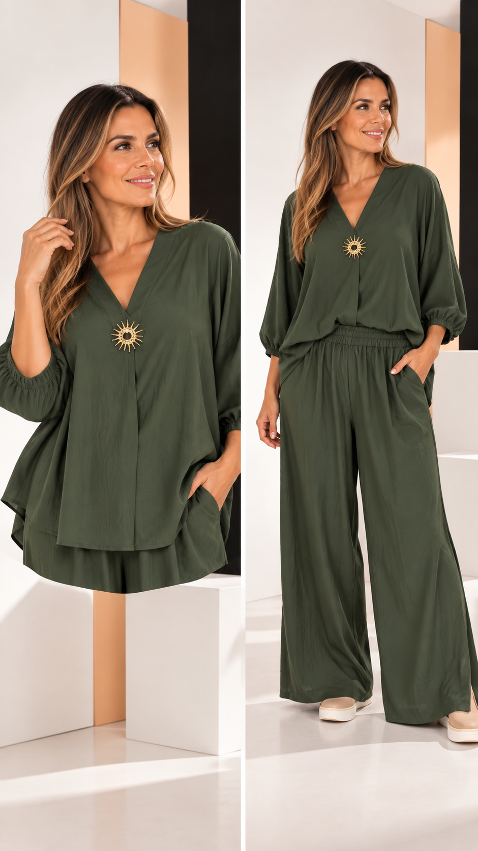 Conjunto de Túnica y Pantalón Wide Leg