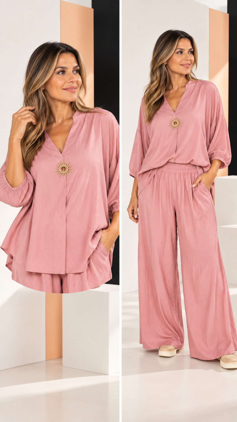 Conjunto de Túnica y Pantalón Wide Leg