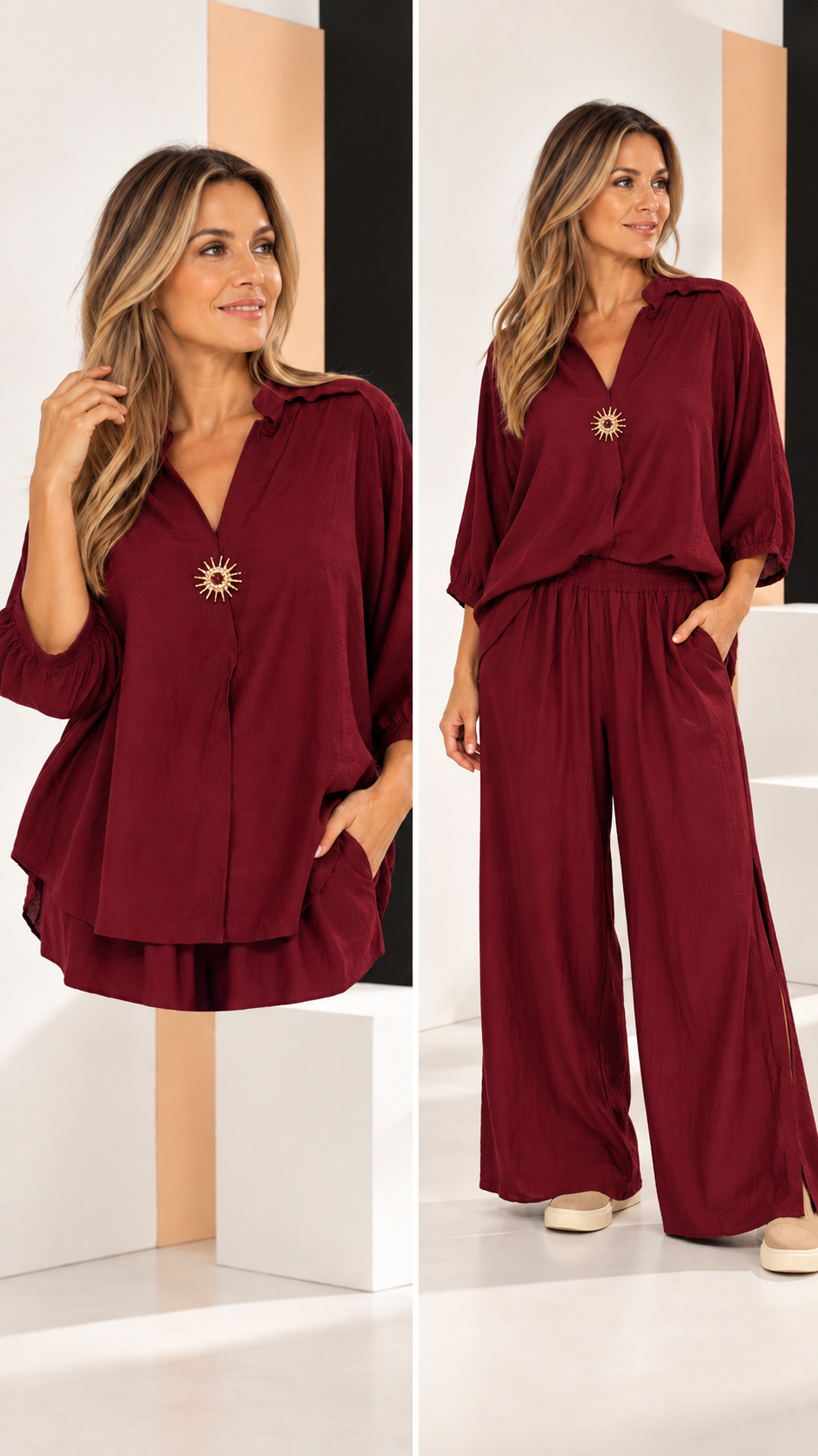 Conjunto de Túnica y Pantalón Wide Leg